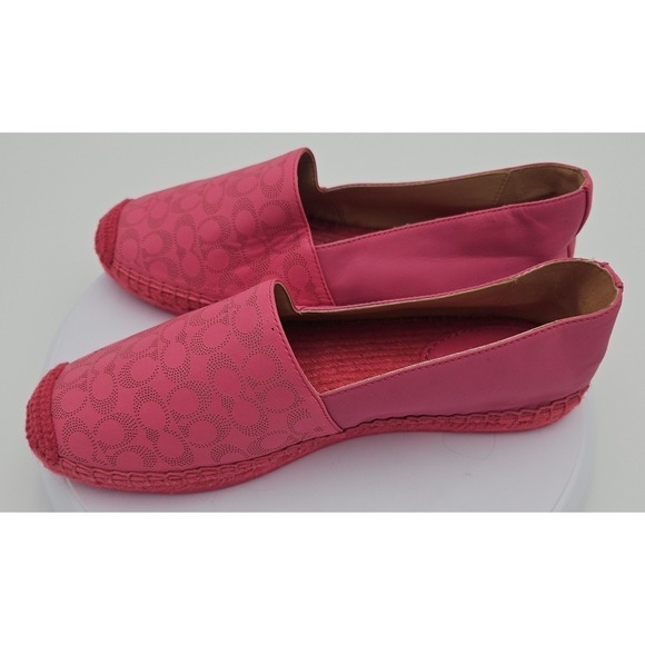 Coach CARLEY Pink W/8.5 Leather Espadrille AUTH Cottagecore Balletcore LOGO *EUC - Picture 8 of 15